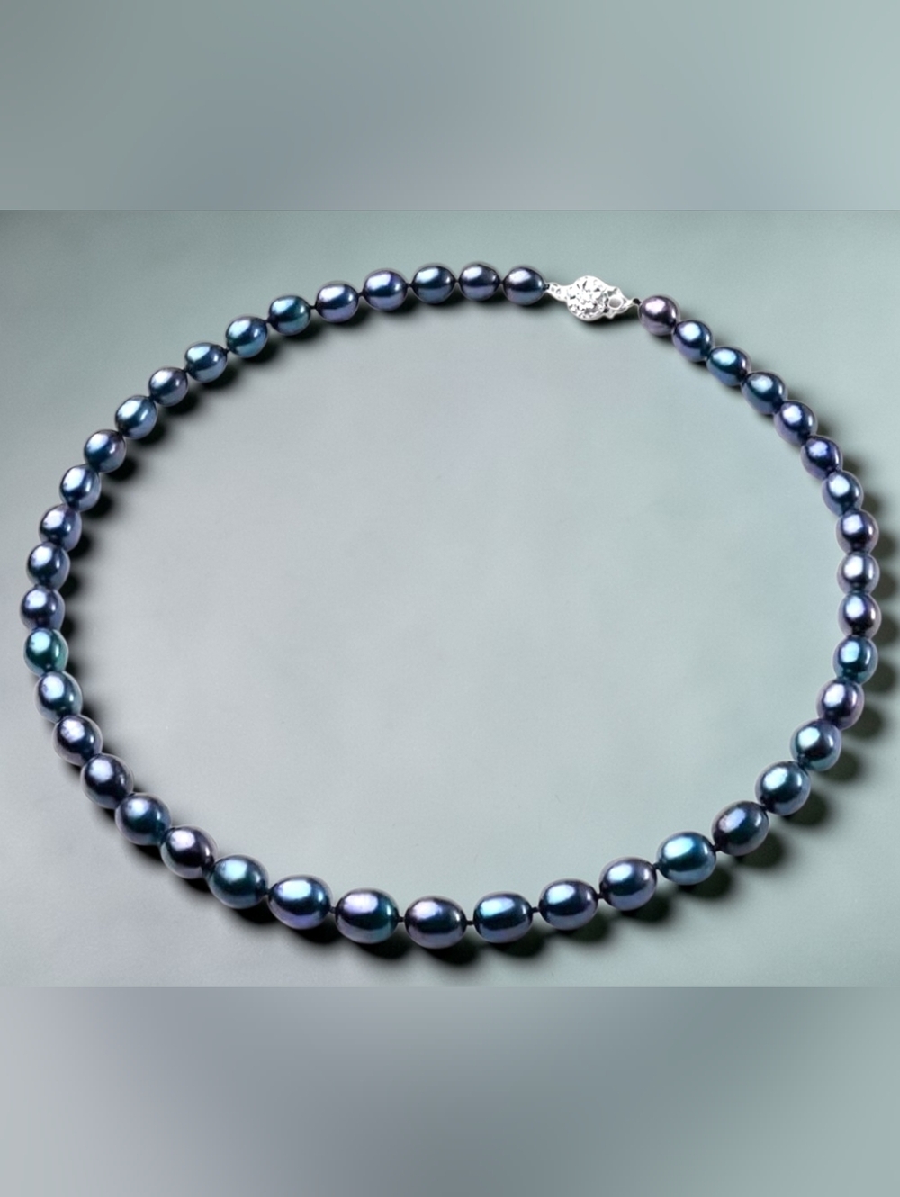 8-9 mm Freshwater Black Pearl Jewelry Choker Necklace Sterling Silver Clasp 16"